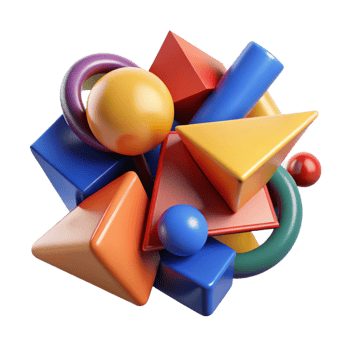 vibrant artistic A dynamic composition of fragmented shapes and forms, in bold, primary colors, illuminated by a harsh, contrasting light, with a cubist, abstract style high quality png