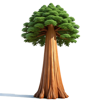 wonderful artistic A giant sequoia tree, towering, ancient, majestic, realistic rendering genuine png