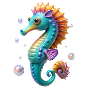 magnificent traditional A Single Vibrant Seahorse Intricately professional png