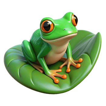 extraordinary rustic A tiny green tree frog perched on a giant, dew-kissed leaf, portrayed in a hyperrealistic style with vibrant colors exclusive png