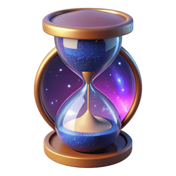 vibrant classic A cosmic hourglass, filled with swirling stardust, representing the passage of time in the universe. Symbolic, ethereal style original png
