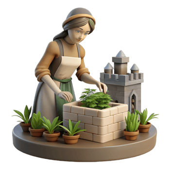 serene classic A Young Woman in a Simple Medieval Tunic high quality png