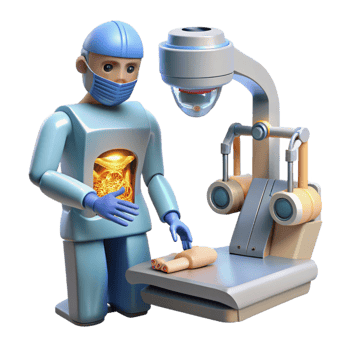 extraordinary vintage A robotic surgeon performing a minimally invasive surgery, guided by holographic anatomical projections. Medical illustration style detailed png
