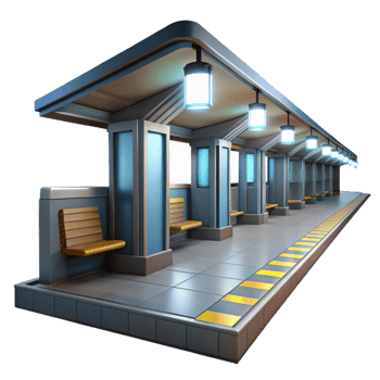 stunning creative Empty Subway Platform Flickering Fluorescen premium png
