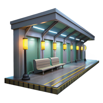 dramatic artistic Empty Subway Platform Flickering Fluorescen exclusive png