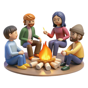 stunning minimalist A Group of Friends Gathered Around a Campfir detailed png