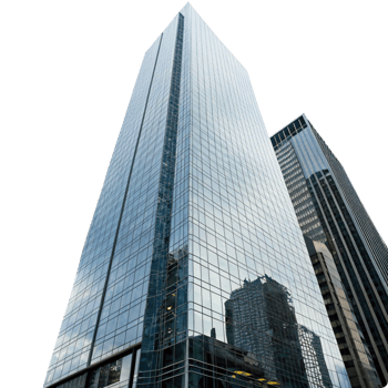 Modern Glass Skyscrapers Reflecting City Skyline on a Clear Day png