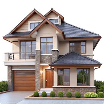 Stunning Two Story House Exterior Design with Stone Accents and Modern Features png