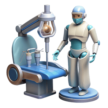 impressive modern A robotic surgeon performing a minimally invasive surgery, guided by holographic anatomical projections. Medical illustration style original png
