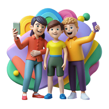 magnificent minimalist Group of Friends Taking a Selfie in Front of 4K png