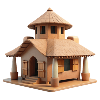 wonderful vintage Vernacular architecture, traditional building techniques using local materials, rustic aesthetic, photographic style 4K png
