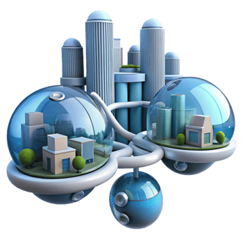 extraordinary creative Floating spherical homes, interconnected by transparent tubes, futuristic cityscape, digital illustration premium png