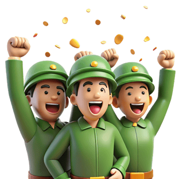 vibrant artistic A group of soldiers celebrates a hard-won victory. Joyful, celebratory lighting, documentary style premium png