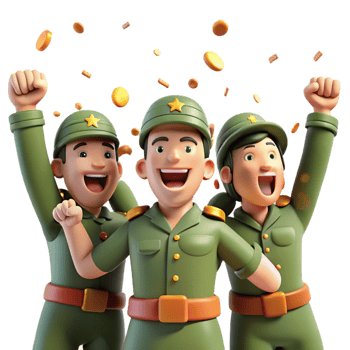 dramatic abstract A group of soldiers celebrates a hard-won victory. Joyful, celebratory lighting, documentary style professional png