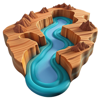 dramatic vintage A winding river cutting through a canyon, aerial view, dramatic lighting, realistic rendering professional png