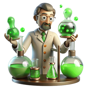 vibrant modern A scientist in a Victorian laboratory, surrounded by bubbling beakers and strange contraptions, lit by the eerie green glow of a Bunsen burner. Steampunk, detailed style high quality png