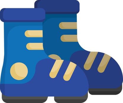 Blue Snow Boots with Yellow Details vector