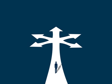 Career, Businessman walks to the crossroads vector