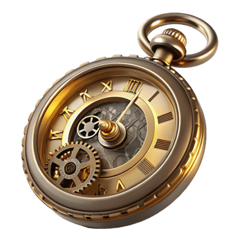 magnificent contemporary A steampunk pocket watch with intricate gears and Roman numerals, highly detailed and reflecting the light, in a photorealistic style detailed png