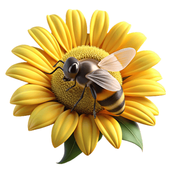 elegant minimalist A close-up of a bee collecting pollen from a sunflower, warm golden lighting, nature documentary style detailed png