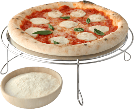 Delicious Neapolitan pizza with golden crust and fresh basil. . png