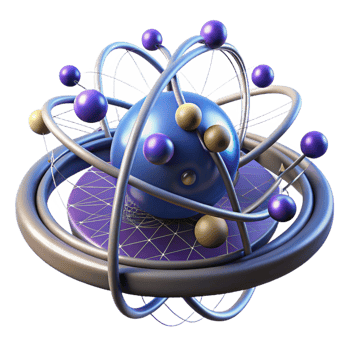 serene abstract A quantum computer processing complex data, visualized by swirling particles of light and energy, in a scientific visualization style genuine png