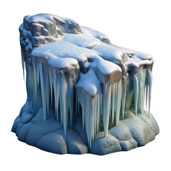 magnificent artistic A frozen waterfall, its icicles glistening in the winter sunlight. Winter landscape, nature photography style high resolution png