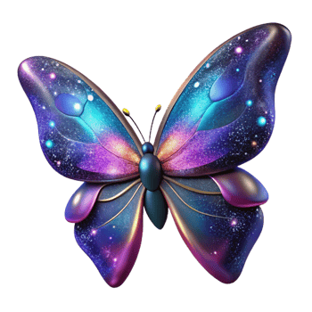 wonderful contemporary A cosmic butterfly, its wings formed from galaxies, fluttering through the void. Surreal, vibrant colors original png