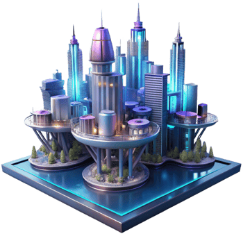 beautiful rustic A futuristic city built on stilts above water, neon lights, cyberpunk style genuine png