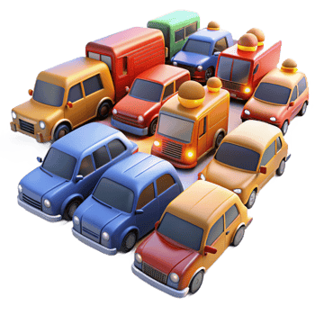 dramatic classic Traffic jam at rush hour, cars and buses, bright headlights and brake lights, chaotic energy high resolution png