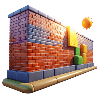 magnificent artistic Graffiti-covered brick wall in a deserted industrial district, vibrant colors, harsh midday sun, street photography style original png