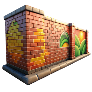 extraordinary abstract Graffiti-covered brick wall in a deserted industrial district, vibrant colors, harsh midday sun, street photography style premium png