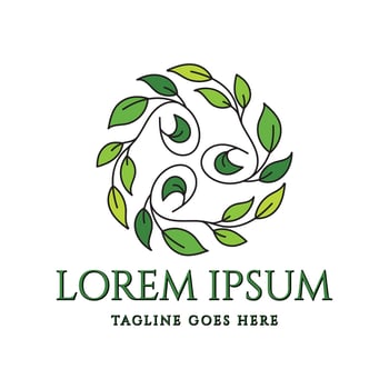 Circular Natural Wellness Herb Star Leaf Leaves Flower Floral Design vector