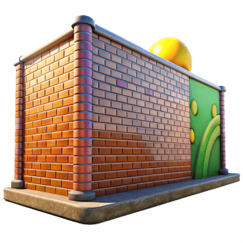 serene modern Graffiti-covered brick wall in a deserted industrial district, vibrant colors, harsh midday sun, street photography style genuine png