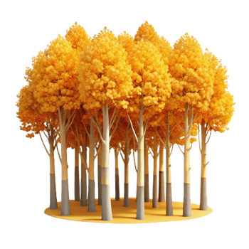 serene artistic A grove of aspen trees with golden leaves in autumn, vibrant colors, impressionistic style authentic png