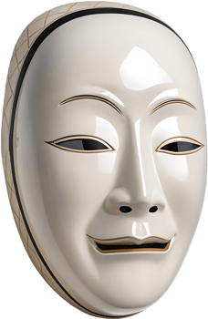 Noh theater masks showcasing ancient Japanese traditions in clipart. . png