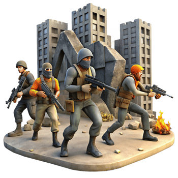 extraordinary rustic A group of rebels prepares for an ambush in a war-torn city. Gritty, urban setting, thriller style genuine png
