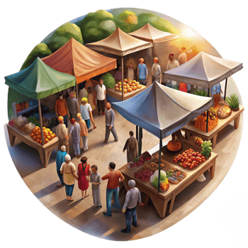 stunning creative A Bustling Open Air Market Filled with 4K png