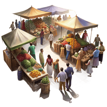 impressive modern A Bustling Open Air Market Filled with exclusive png