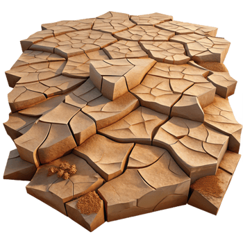 stunning traditional A cracked desert floor, showcasing the intricate patterns of the dried earth, lit by the harsh midday sun. Abstract, nature photography style high resolution png