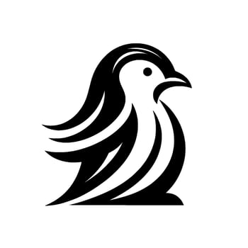 Minimalist monochrome penguin illustration a stylized, black and white bird with clean lines, conveying a sense of elegance and simplicity on a textured white background. vector