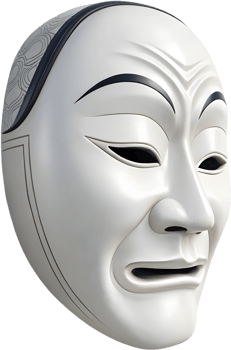 Explore the cultural richness of Japanese Noh masks in artwork. . png