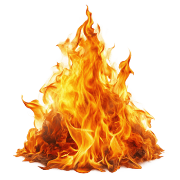 Fiery Blaze Burning Brightly Isolated on Black Background Vivid Orange and Yellow Flames Intense Heat Energy png