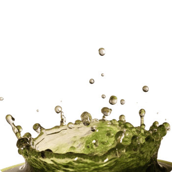 Stunning Closeup of a Green Liquid Splash with Droplets Against a Black Background png