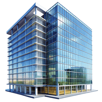 Modern Glass Office Building Architectural Rendering png