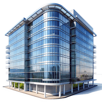 Modern Glass Office Building Architectural 3d Rendering Exterior Design png