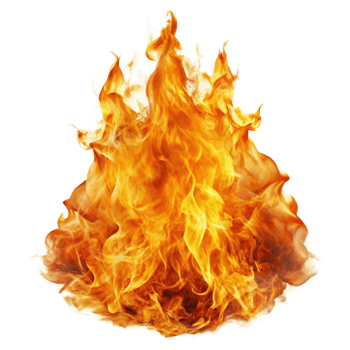 Fiery Inferno Blazing Hot Orange and Yellow Flames Burning Brightly Isolated on Black Background png