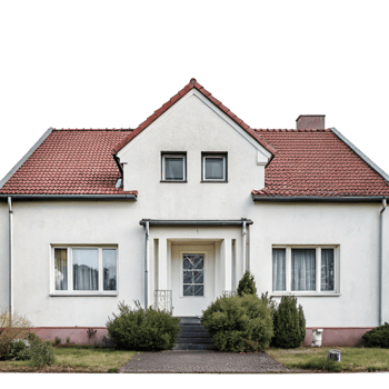 Charming White House with Red Tile Roof and WellMaintained Landscaping png