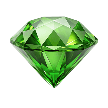 Brilliant Cut Green Emerald Gemstone Precious Jewel Sparkling Diamond Facets Luxury Expensive Beryl Mineral isolated on transparent background png