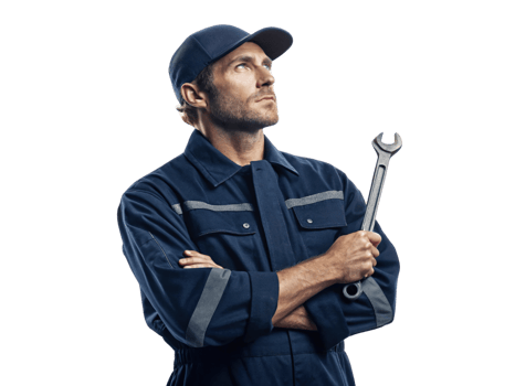 skilled technician holding wrench, showcasing expertise technology and repair work. confident expression reflects png